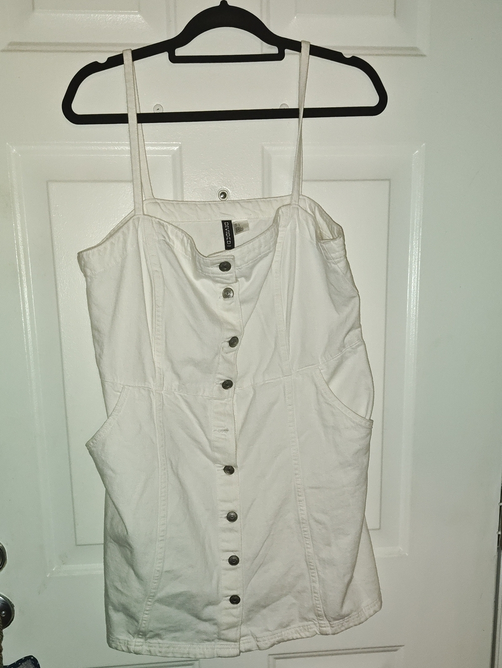 Divided White Button-Front Denim Sundress